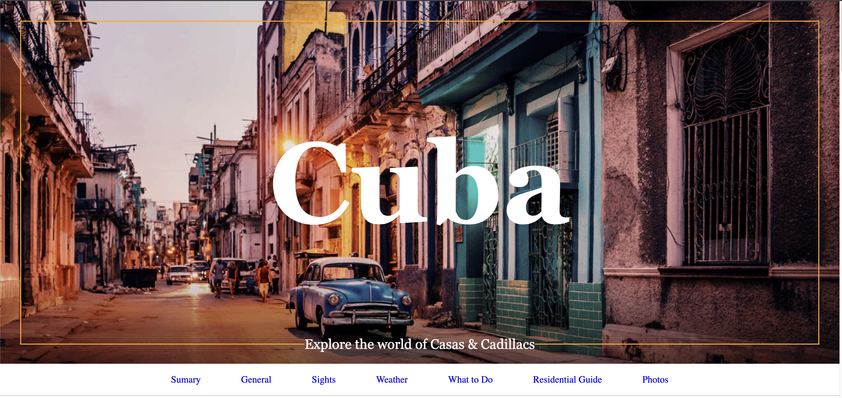 Project Cuba - Landing page
